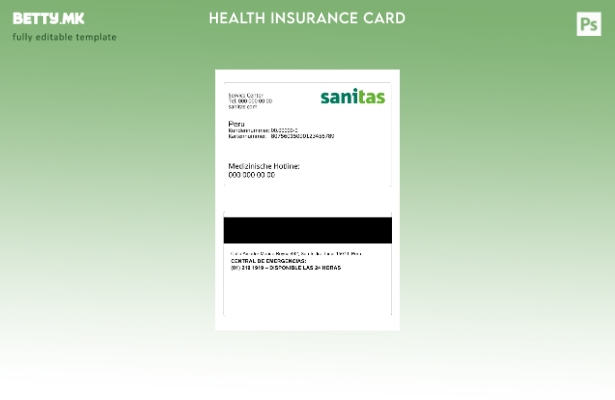 Шаблон за картичка за здравствено осигурување во Перу во модерен стил